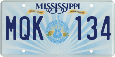 MS license plate MQK134