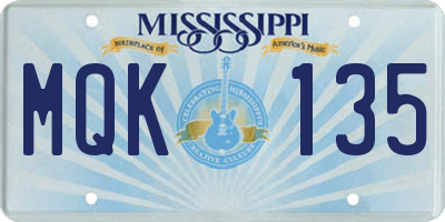 MS license plate MQK135