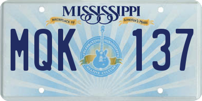 MS license plate MQK137