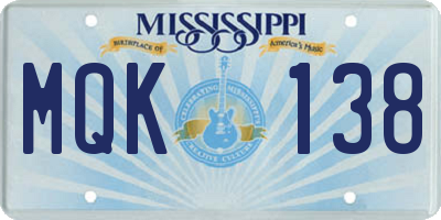 MS license plate MQK138