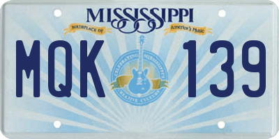 MS license plate MQK139