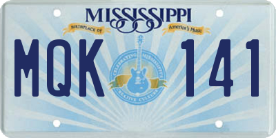 MS license plate MQK141
