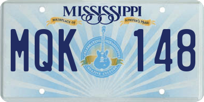 MS license plate MQK148
