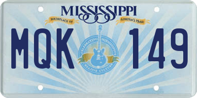MS license plate MQK149