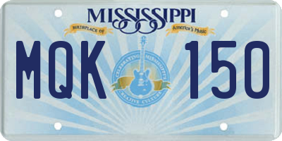 MS license plate MQK150