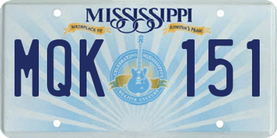 MS license plate MQK151