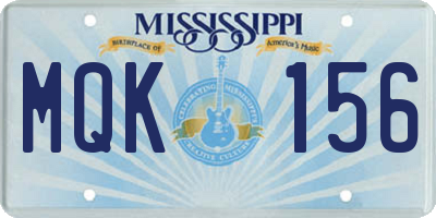 MS license plate MQK156
