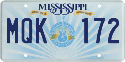 MS license plate MQK172