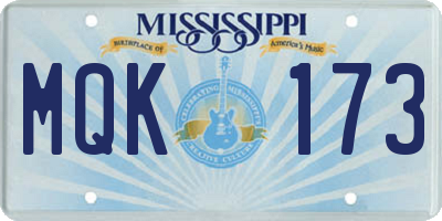 MS license plate MQK173