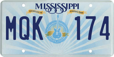 MS license plate MQK174