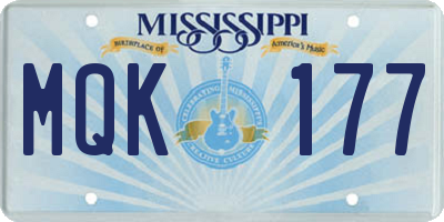 MS license plate MQK177
