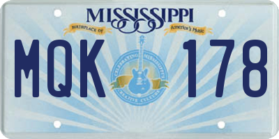 MS license plate MQK178