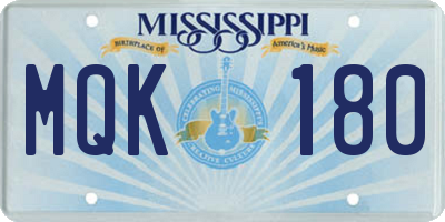 MS license plate MQK180