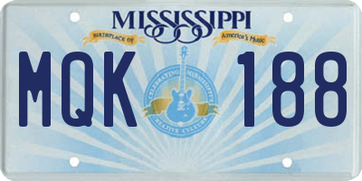 MS license plate MQK188