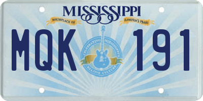MS license plate MQK191