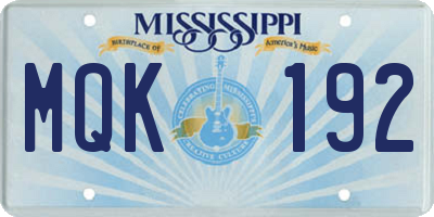 MS license plate MQK192