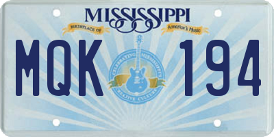 MS license plate MQK194