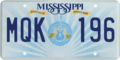 MS license plate MQK196