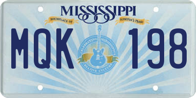 MS license plate MQK198