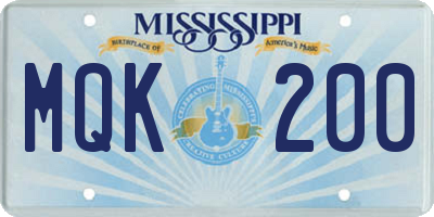 MS license plate MQK200