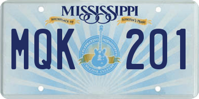MS license plate MQK201