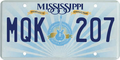 MS license plate MQK207