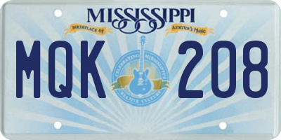 MS license plate MQK208