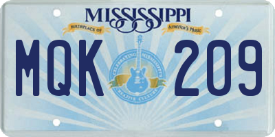 MS license plate MQK209