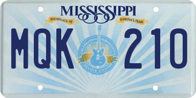 MS license plate MQK210