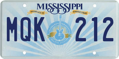 MS license plate MQK212