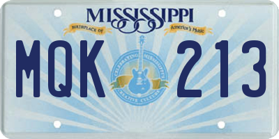 MS license plate MQK213