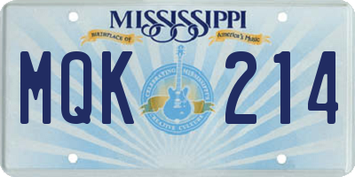 MS license plate MQK214