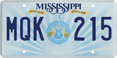 MS license plate MQK215