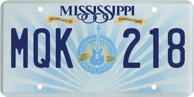 MS license plate MQK218