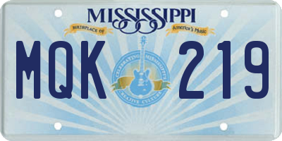MS license plate MQK219