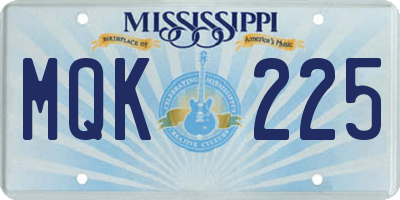 MS license plate MQK225