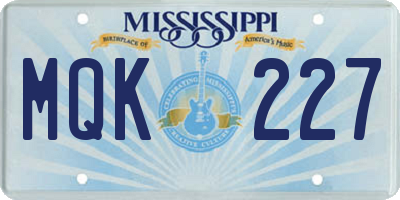 MS license plate MQK227