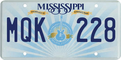 MS license plate MQK228