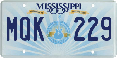 MS license plate MQK229