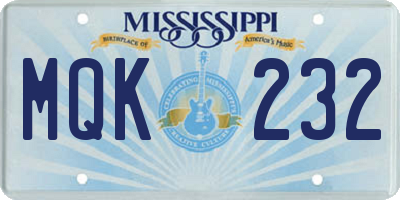 MS license plate MQK232
