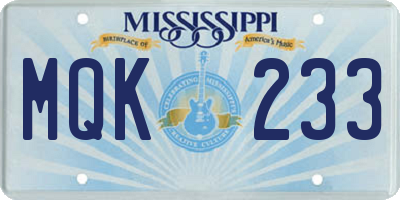 MS license plate MQK233