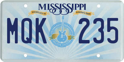 MS license plate MQK235