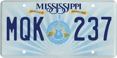 MS license plate MQK237