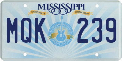MS license plate MQK239