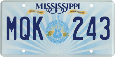MS license plate MQK243
