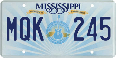 MS license plate MQK245