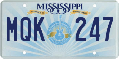 MS license plate MQK247