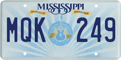 MS license plate MQK249