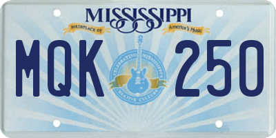 MS license plate MQK250