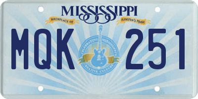 MS license plate MQK251